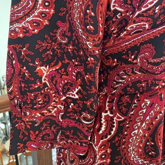 Talbots Red Orange White Black 3/4 long Sleeve Dress size Petite 4 4P - Picture 9 of 9